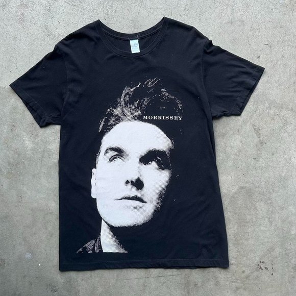 VNTG Y2K MORRISSEY BLACK & WHITE ALL-OVER PORTRAIT T-SHIRT ADULT LARGE - Picture 1 of 2
